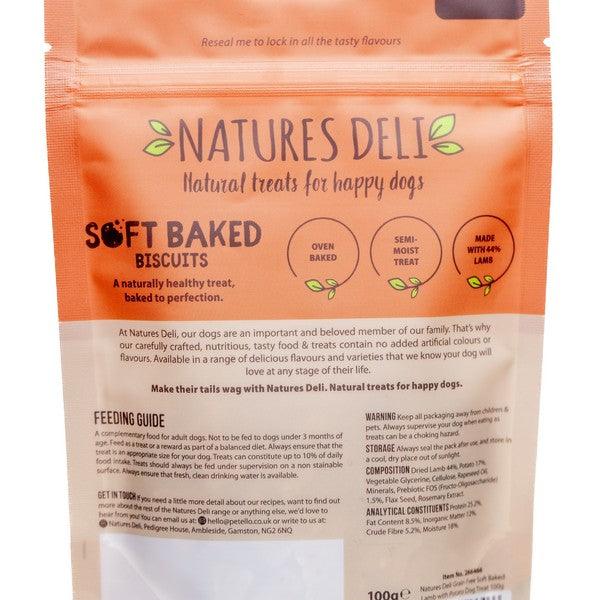 Natures Deli Grain Free Soft Baked Lamb With Potato Dog Treat 100g Case of 12 - Ormskirk Pets