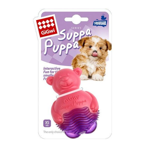 GiGwi Suppa Puppa Bear with Squeaker for Puppies and Small Dogs Pink - Ormskirk Pets