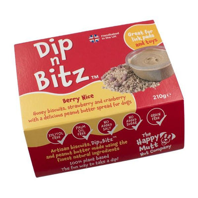 Dip N Bitz 210g Berry Nice-Honey biscuit, strawberry and cranberry Case of 8 - Ormskirk Pets