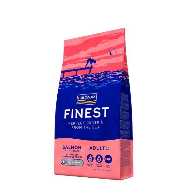 Fish4Dogs Finest Adult Salmon With Potato Small or Large Kibble 12kg