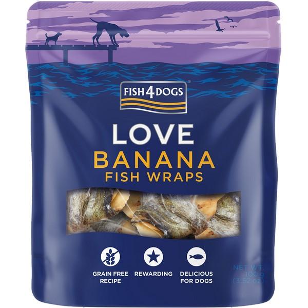 Fish4Dogs Love Banana Fish Wraps 100g - Ormskirk Pets