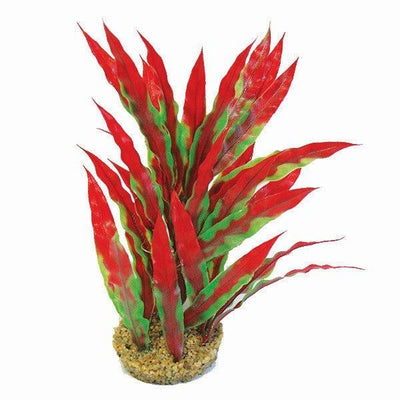 Betta 10Inch Green and Red Plastic Plant With Sand Base - Ormskirk Pets