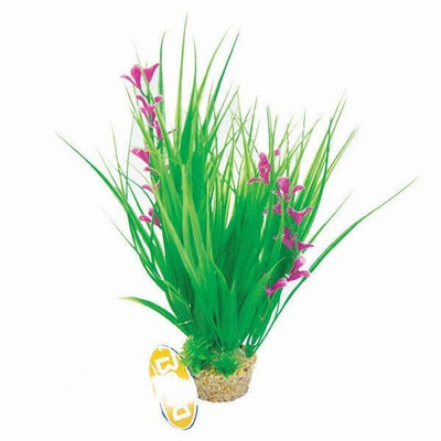 Betta 10Inch Green and Pink Plastic Plant With Sand Base - Ormskirk Pets