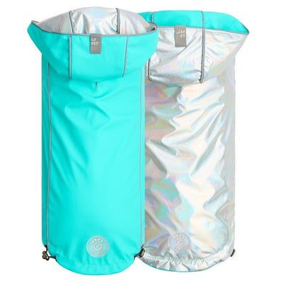 GF Pet Elasto-Fit Reversible Raincoat Neon Aqua Iridescent