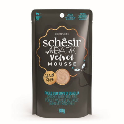 Schesir After Dark Velvet Adult Cat Chicken & Quail Egg 80g x 12