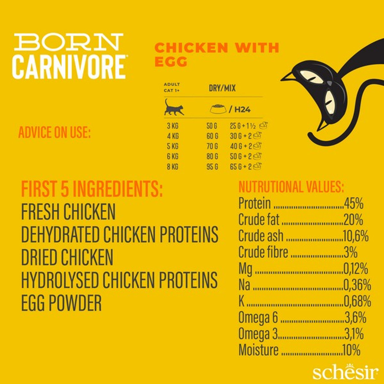 Schesir Dry Born Carnivore Chicken & Egg Adult 255G x 8