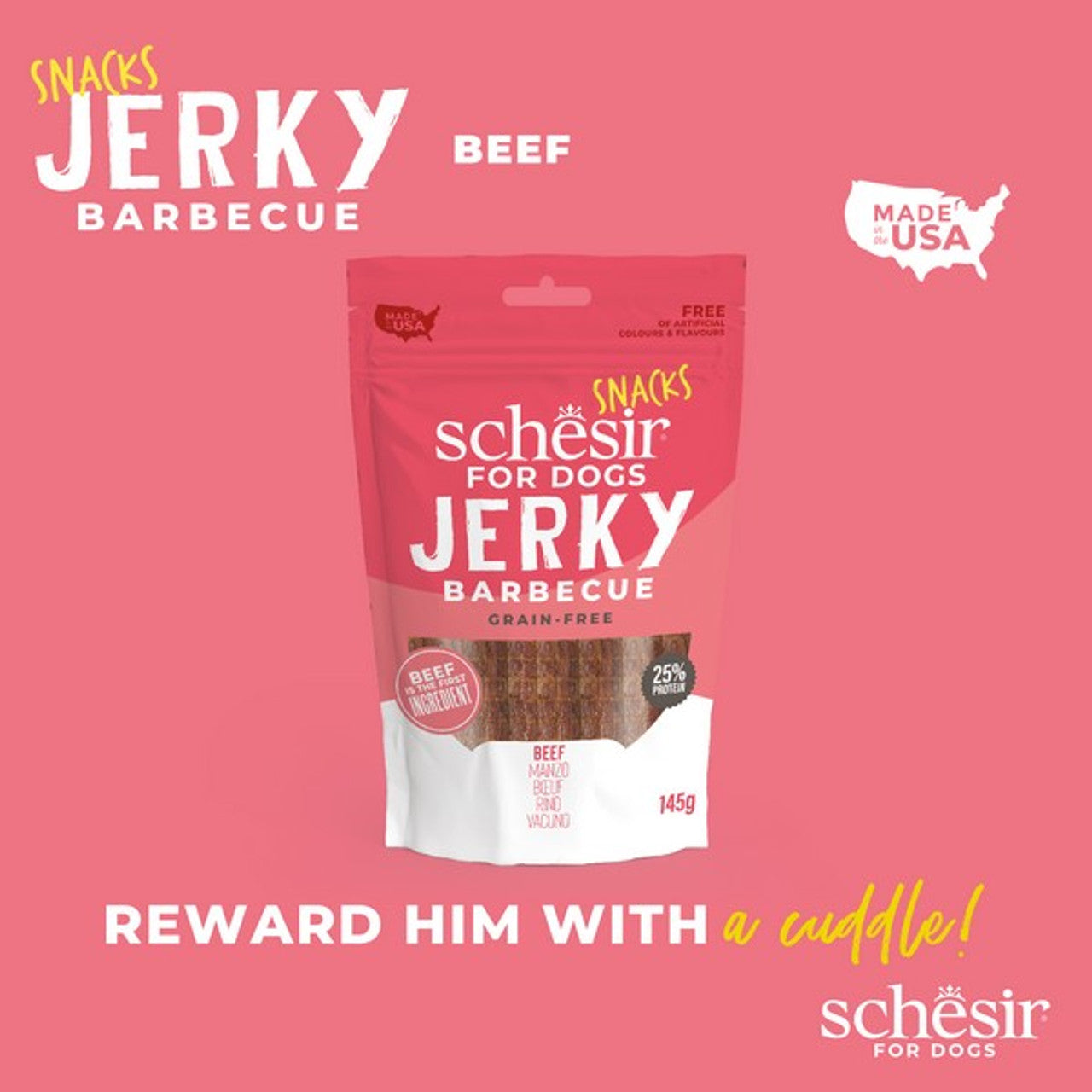 Schesir Dog Snack Jerky BBQ Beef 145G