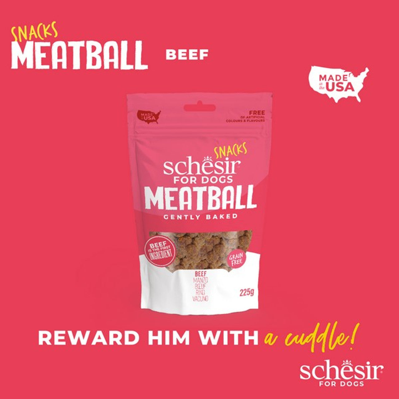 Schesir Dog Snack Beef Meatballs 225G