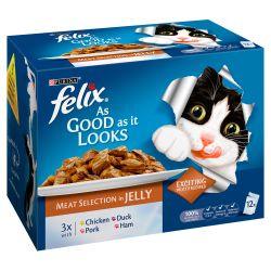 Felix As Good As It Looks Ham/meat Selection in Jelly 12 Pack 100g