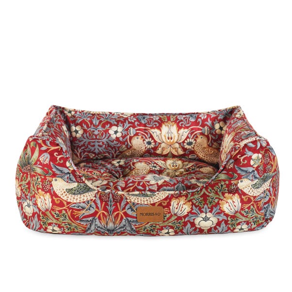 William Morris Square Dog Bed Strawberry Thief Print