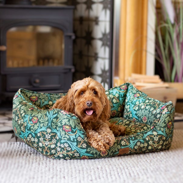 William Morris Square Dog Bed Blackthorn Print