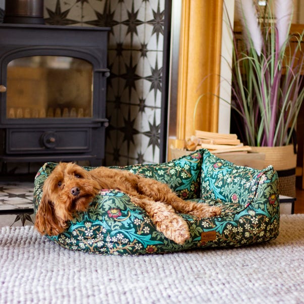 William Morris Square Dog Bed Blackthorn Print