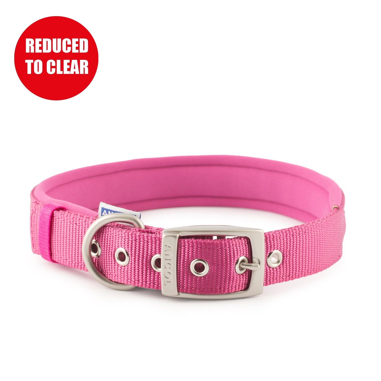 Ancol Padded Nylon Eyelet Collar Pink 56-66cm XL - Ormskirk Pets