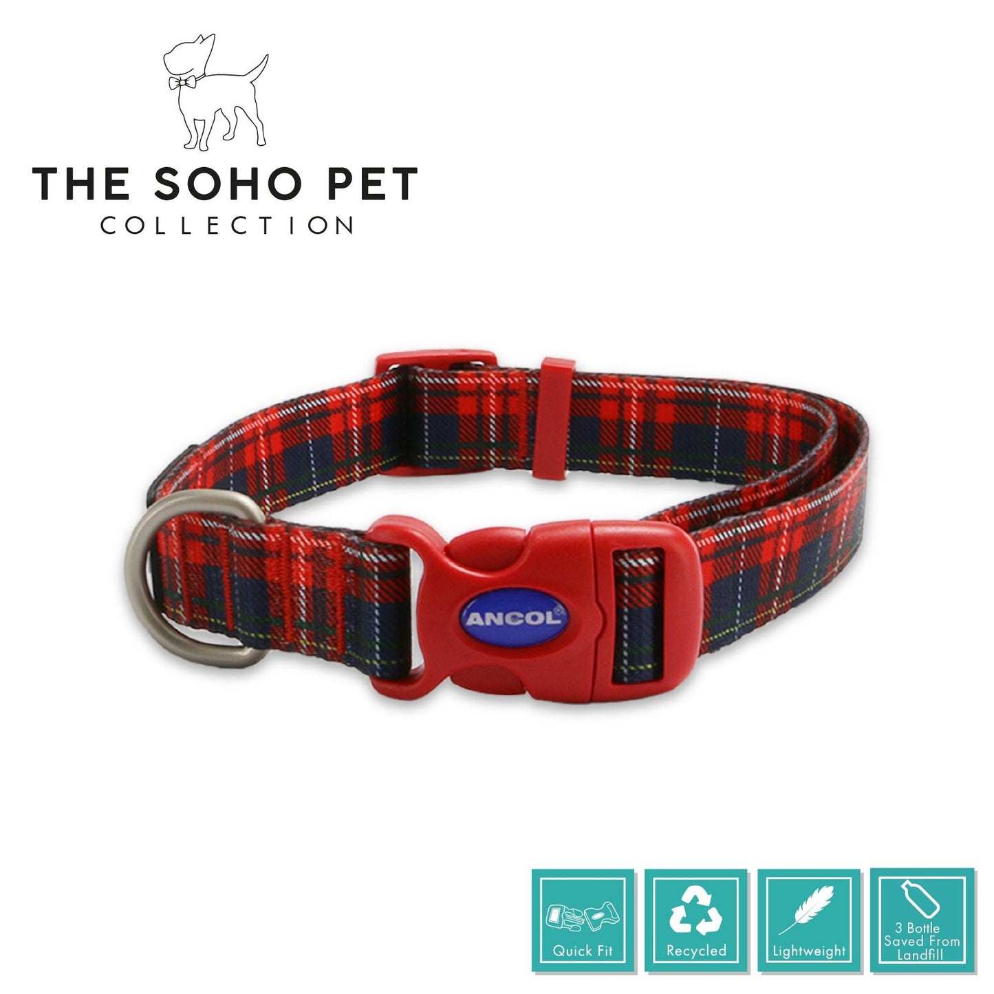 Ancol Tartan Patterned Collar L