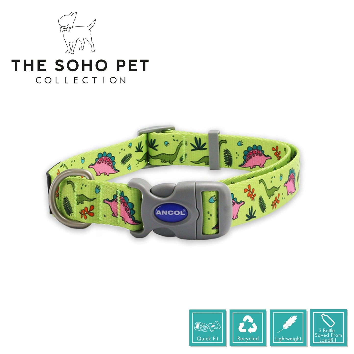 Ancol Dino Patterned Collar L