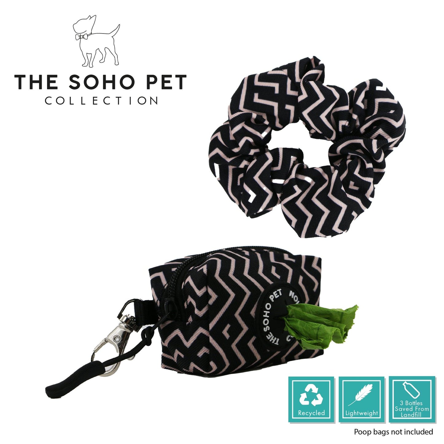 Ancol Zig Zag Patterned Poop Bag and Scrunchie