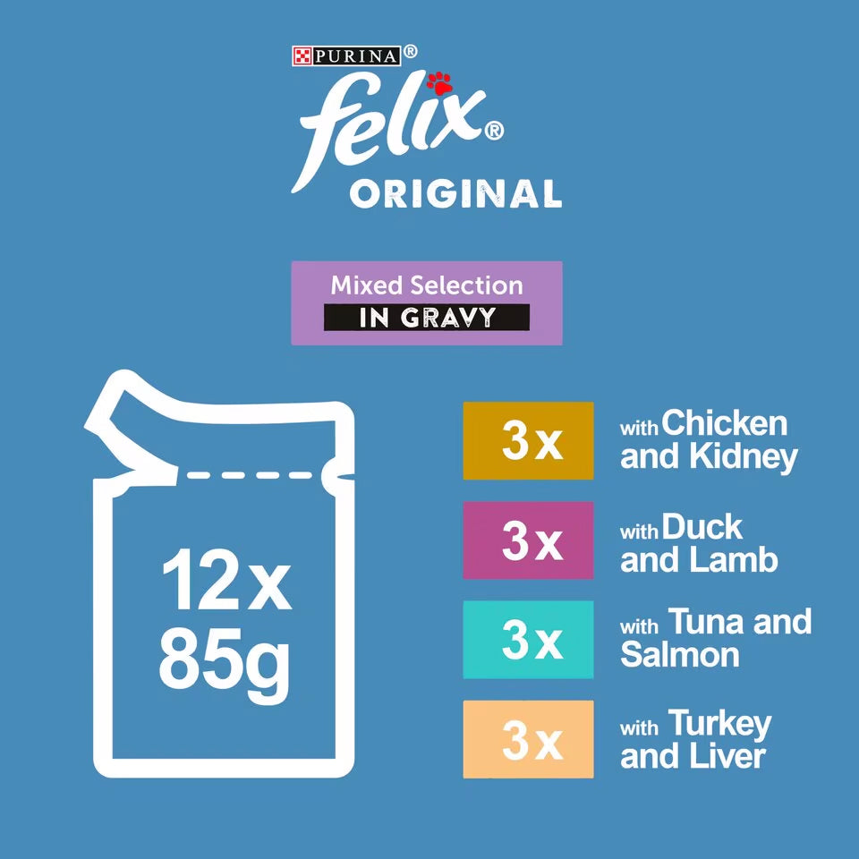 FELIX Original Mixed Selection in Gravy Wet Cat Food 12x85g