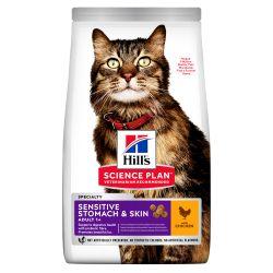 Hill's Science Plan Hills Adult Sensitive Stomach & Skin Dry Cat Food Chicken Flavour 1.5kg - Ormskirk Pets