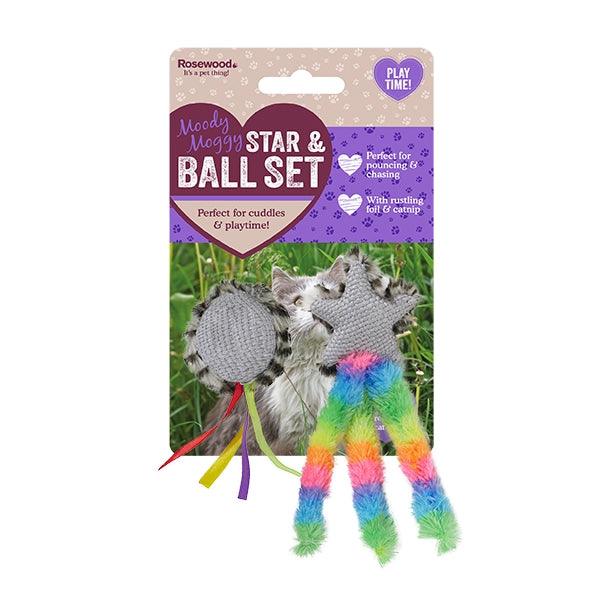 Rosewood Moody Moggy Star and Ball Set (2pc) - Ormskirk Pets