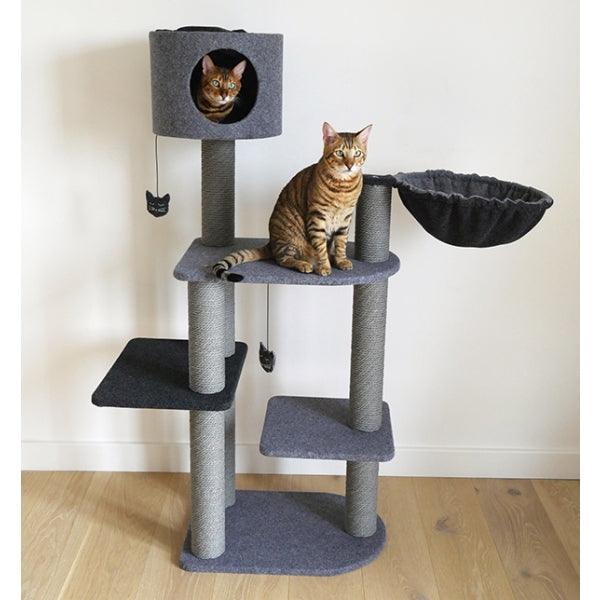 Rosewood Charcoal Felt Cat triple tower - Ormskirk Pets