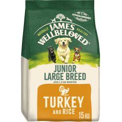 James Wellbeloved Junior Large Breed Dry Dog Food Turkey & Rice 15kg - Ormskirk Pets