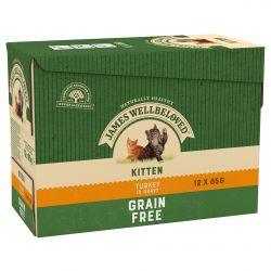 JAMES WELLBELOVED Kitten Grain Free Pouches with Turkey in Gravy 12Pk 85g - Ormskirk Pets