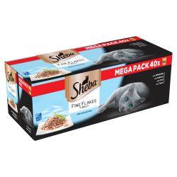 SHEBA Fine Flakes Cat Pouches Fish Collection in Jelly 40x85g Bulk Packs 40pk - Ormskirk Pets