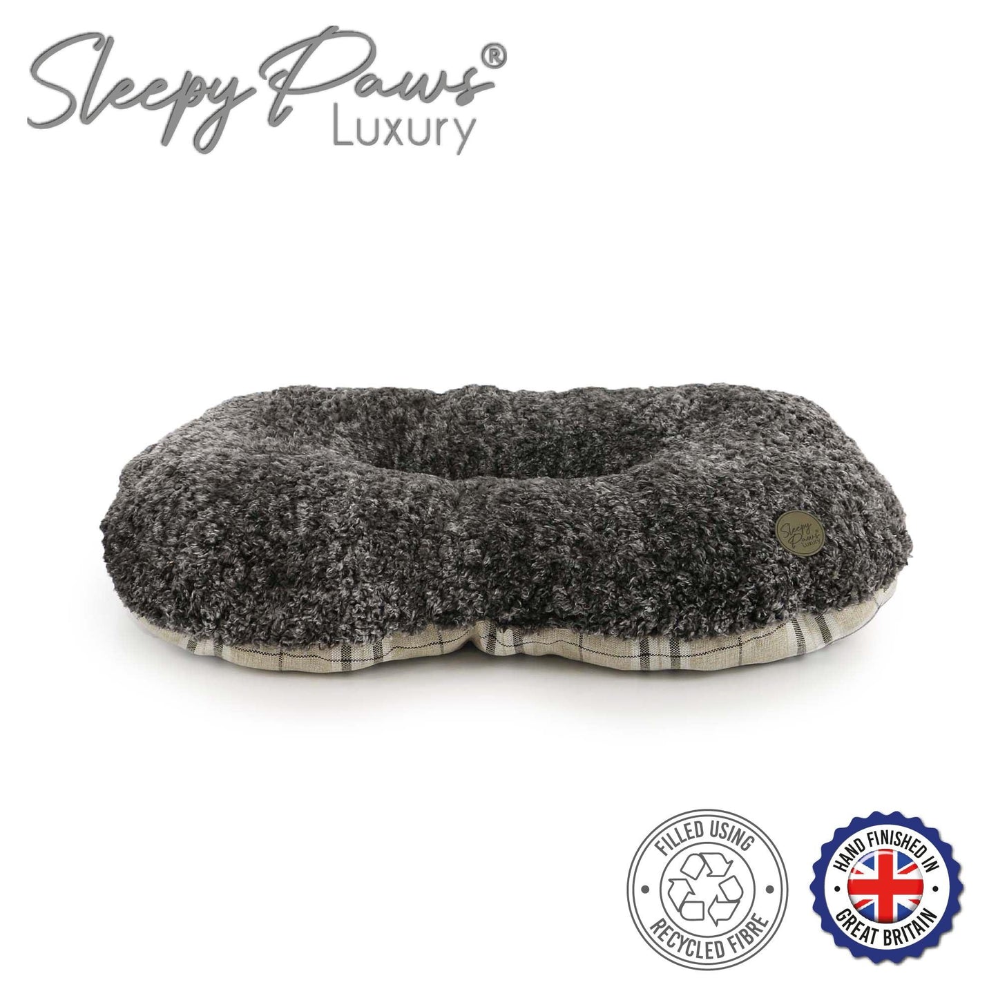 Ancol Sleepy Paws Oval Cushion 60x50cm Oatmeal & Check - Ormskirk Pets