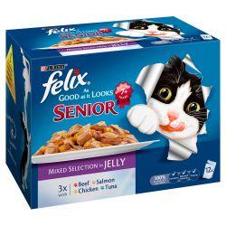 Felix As Good As It Looks Senior Mixed Selection in Jelly 12 Pack 100g - Ormskirk Pets