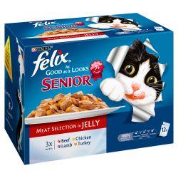 Felix As Good As It Looks Senior Meat Selection in Jelly 12 Pack 100g