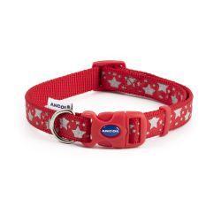 Ancol Reflective Star Adjustable Collar Red 30-50cm - Ormskirk Pets