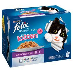 Felix As Good As It Looks Kitten Mixed Selection in Jelly 12 Pack 100g