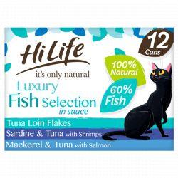 HiLife It's Only Natural Luxury Fish Selection in sauce 12 x 70g Multipack 70g - Ormskirk Pets