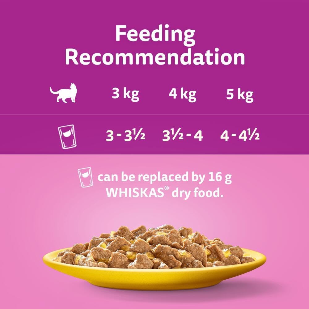 Whiskas 7+ Poultry Feasts Senior Wet Cat Food Pouches in Jelly 40pk, 85g