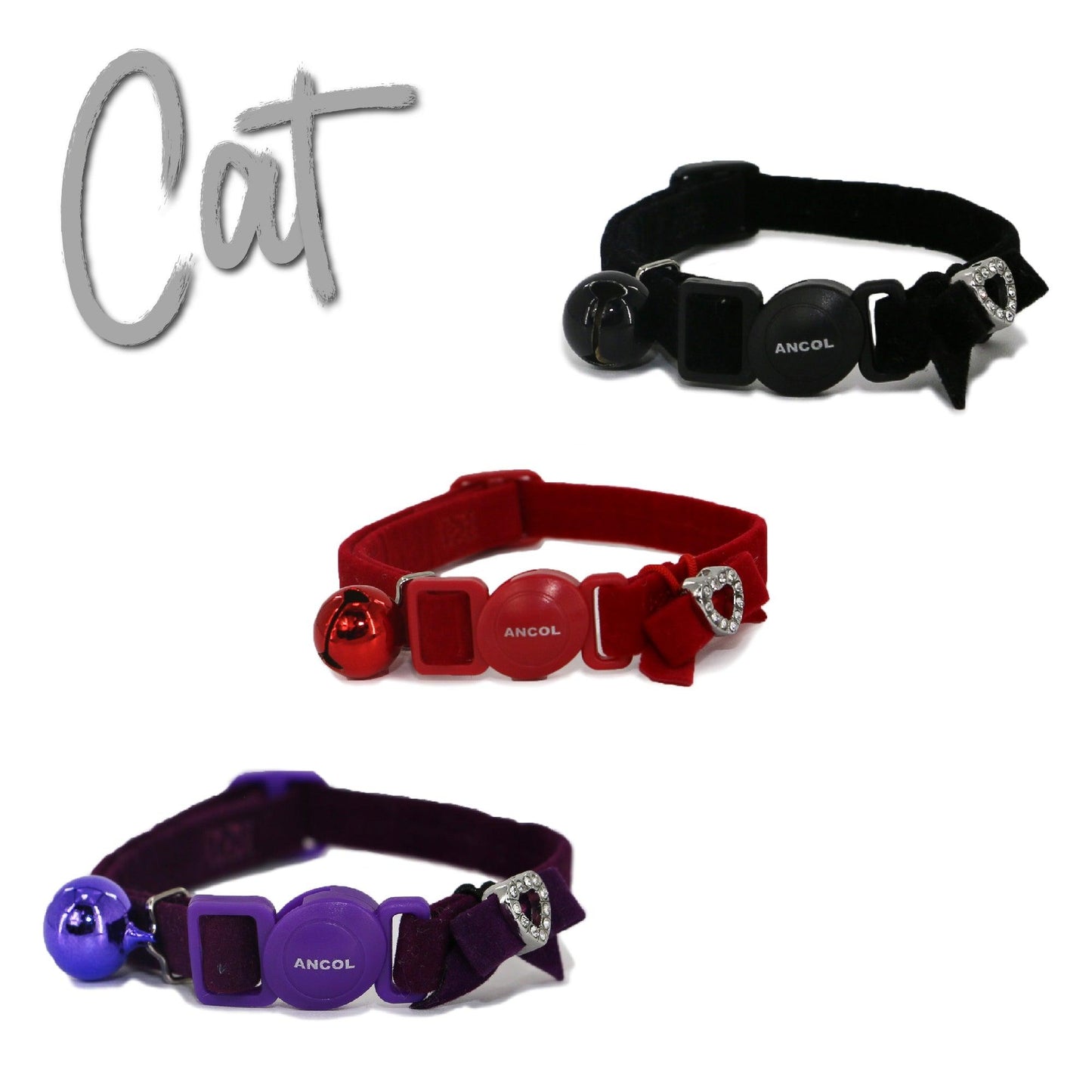 Ancol Velvet Heart Cat Collar Black