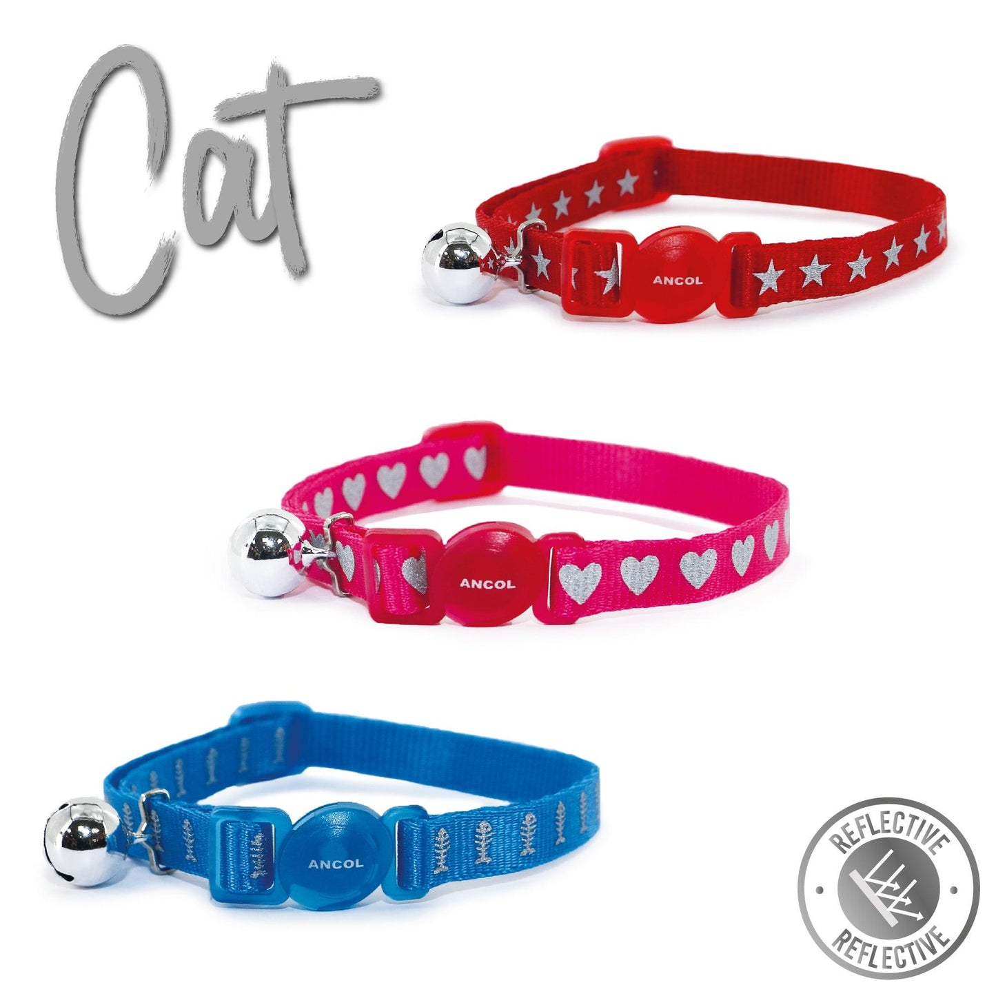 Ancol Reflective Red Star Cat Collar