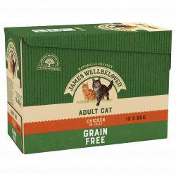 JAMES WELLBELOVED Adult Cat Grain Free Pouches with Chicken in Jelly 12pk 85g - Ormskirk Pets