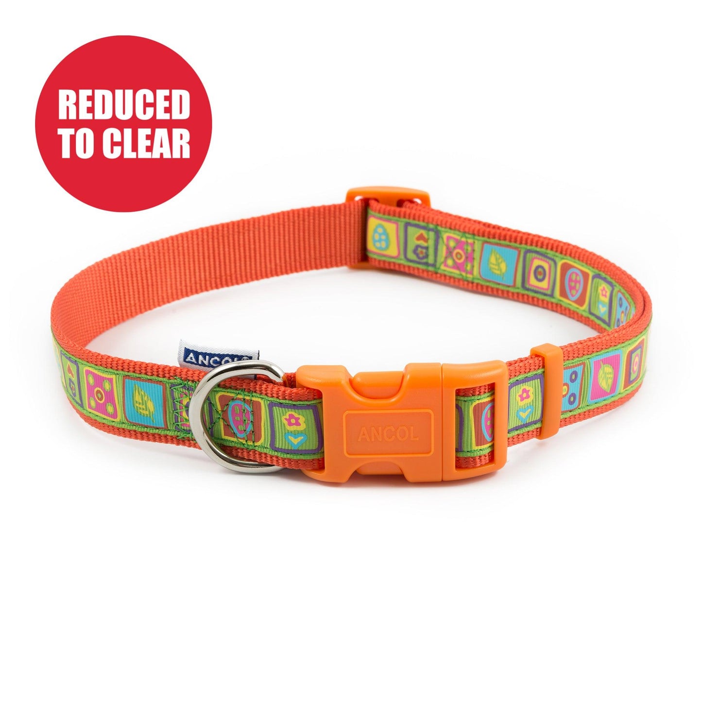 Ancol Orange Squares Collar 45-70cm Size 5-9 - Ormskirk Pets