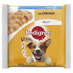 Pedigree Wet Dog Food Pouches Chicken in Jelly 3PK 100g - Ormskirk Pets