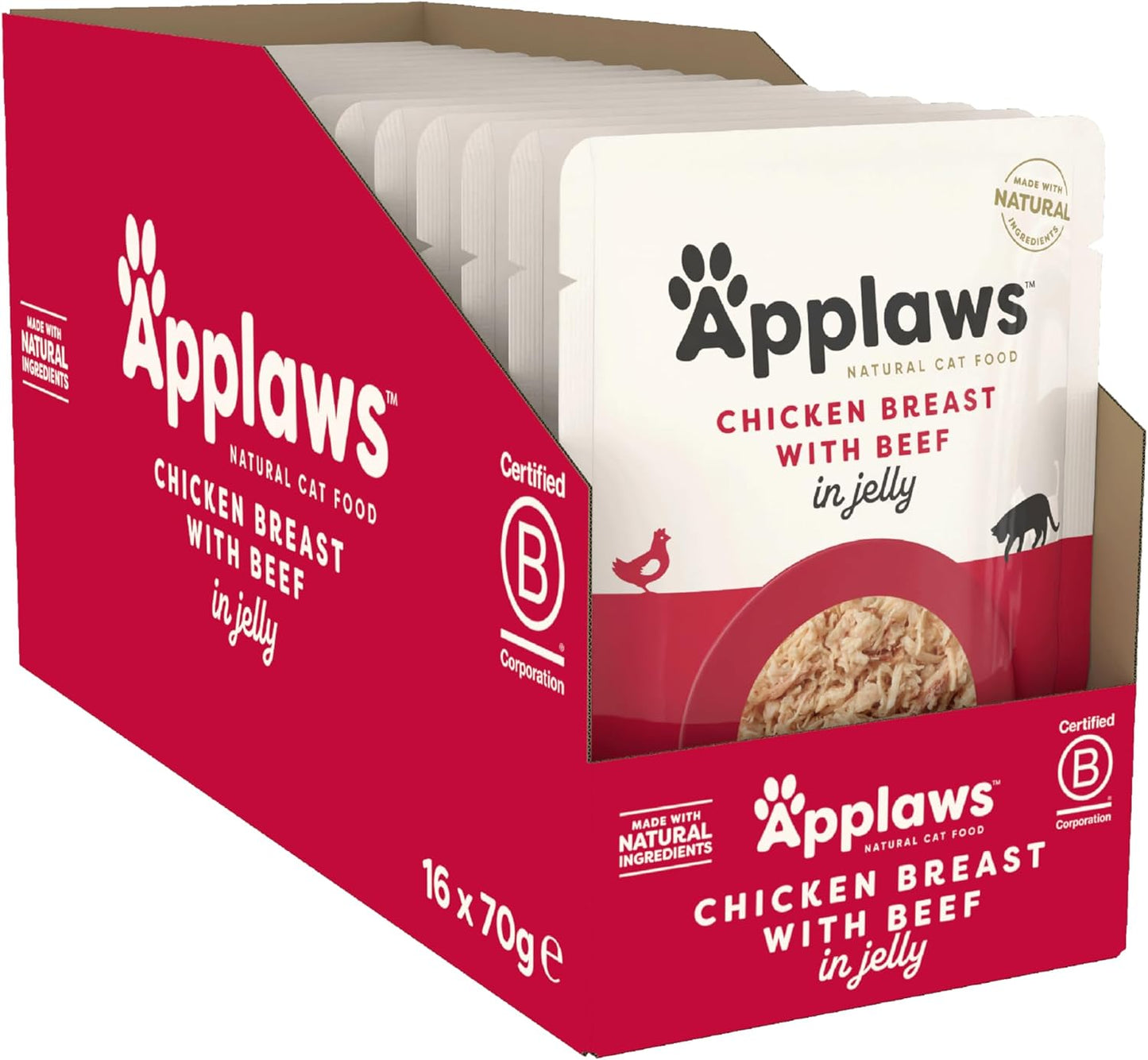 Applaws Cat Pouch Jelly Chicken & Beef 70g x 16