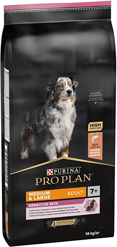 Pro Plan Dog Medium Adult 7+ For Sensitive Skin With Optiderma Salmon Dry Food 14Kg