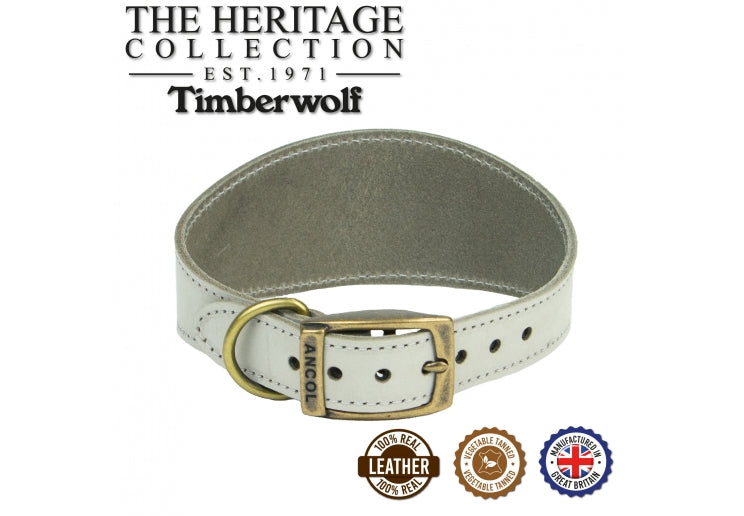 Ancol Timberwolf Whippet Leather Collar LightGrey30-34cm