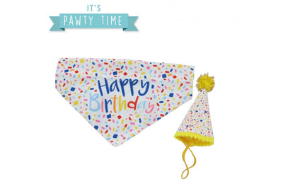 Ancol Pawty Sprinkle Hat with Bandana Set M/L