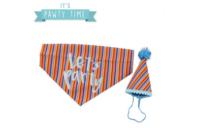 Ancol Pawty Stripe Hat with Bandana Set M/L