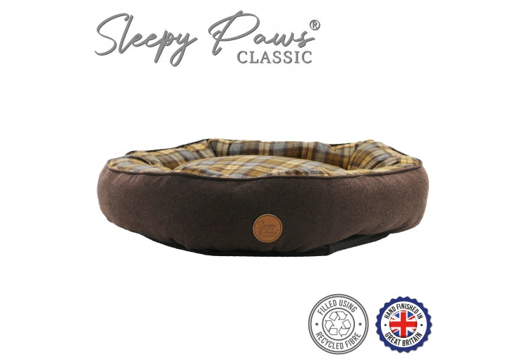 Ancol Brown And Blue Tartan Donut Bed 70cm