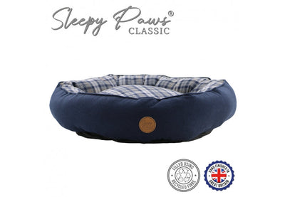 Ancol Blue and Grey Tartan Donut Bed 70cm