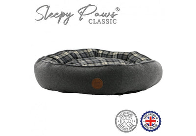 Ancol Black and Grey Tartan Donut Bed 70cm