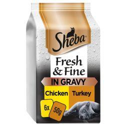 Sheba Fresh & Fine Wet Cat Food Pouches Chicken & Turkey in Gravy 6x50g - Ormskirk Pets