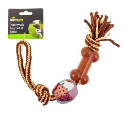 Bestpets Patchwork Tug Ball & Bone - Ormskirk Pets