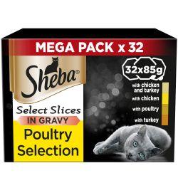 Sheba Select Slices Cat Trays Poultry Collection in Gravy 32x85g - Ormskirk Pets